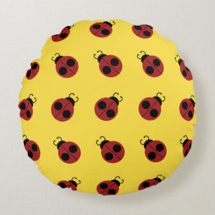 Coussins Ronds Ladybug 60s rétro cool rouge jaune