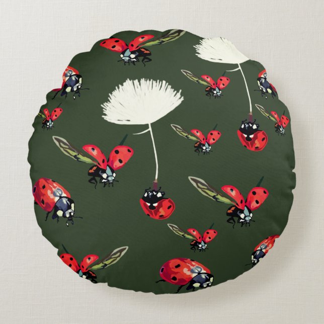 Coussins Ronds Ladybugs, Lady bug Round Cushion (Devant)