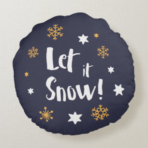 Coussins Ronds "Laissez-le neiger !" Bleu de Noël de
