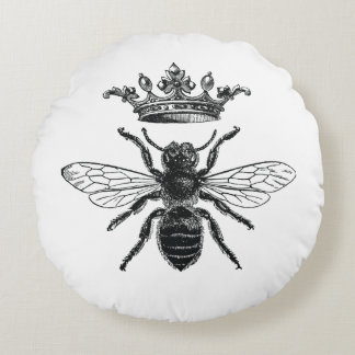 Coussins Ronds Lancer l'oreiller avec l'abeille reine vintage