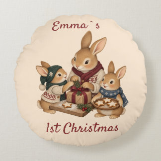 Coussins Ronds Lapin de Noël pour le premier Noël de bébé personn