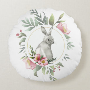 Coussins Ronds Lapin de Pâques Floral