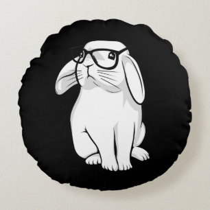 Coussins Ronds Lapin Nerdy Joli Lapin Animal De Compagnie Avec Ve