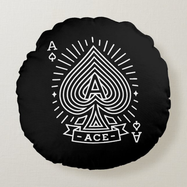 Coussins Ronds L'as des pique — Emblème d'éclatement de soleil de (Devant)