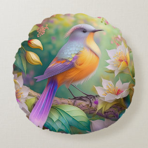 Coussins Ronds Lavande Tête Orange Breased Imaginaire Oiseau