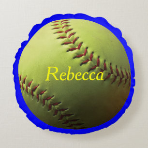 Coussins Ronds Le base-ball jaune