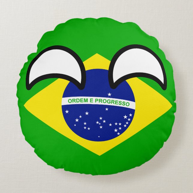 Coussins Ronds Le Brésil Geeky tendant drôle Countryball (Devant)