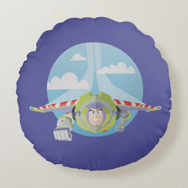 Coussins Ronds Le Buzz Lightyear Flying désespéré Retro Graphic (Devant)