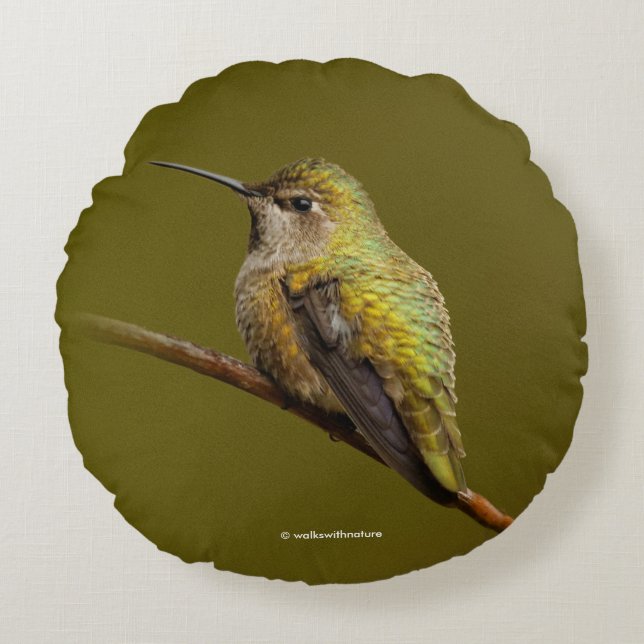 Coussins Ronds Le colibri d'Anna sur la Trumpetvine écarlate (Devant)