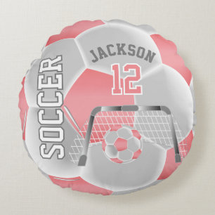 Coussins Ronds Le corail et le football blanc Nom do-it-yoursel