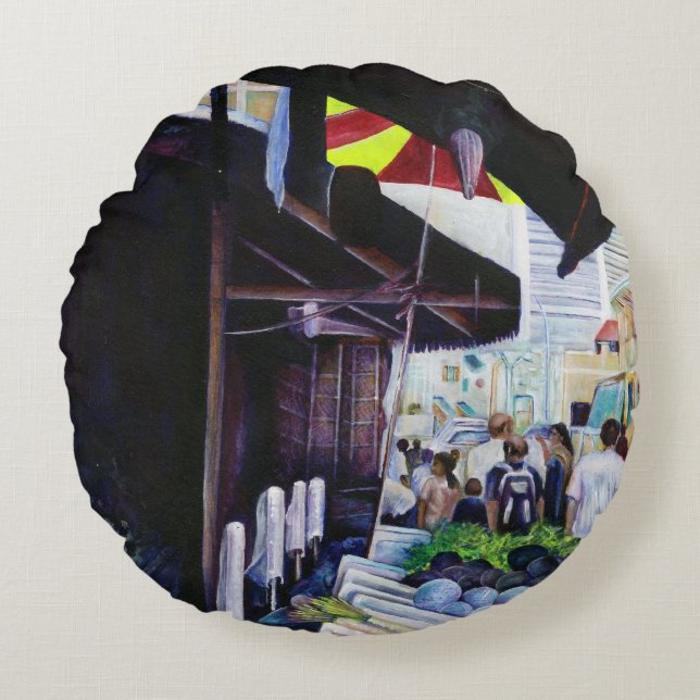 Coussins Ronds Le côté plus léger de la rue Lavender, Singapour (Devant)