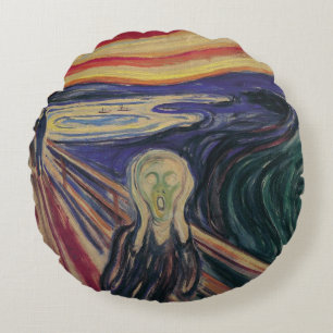Coussins Ronds Le Cri d'Edvard Munch, Expressionnisme Vintage