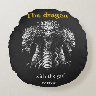 Coussins Ronds Le Dragon avec la fille tatouage - Drôle sombre
