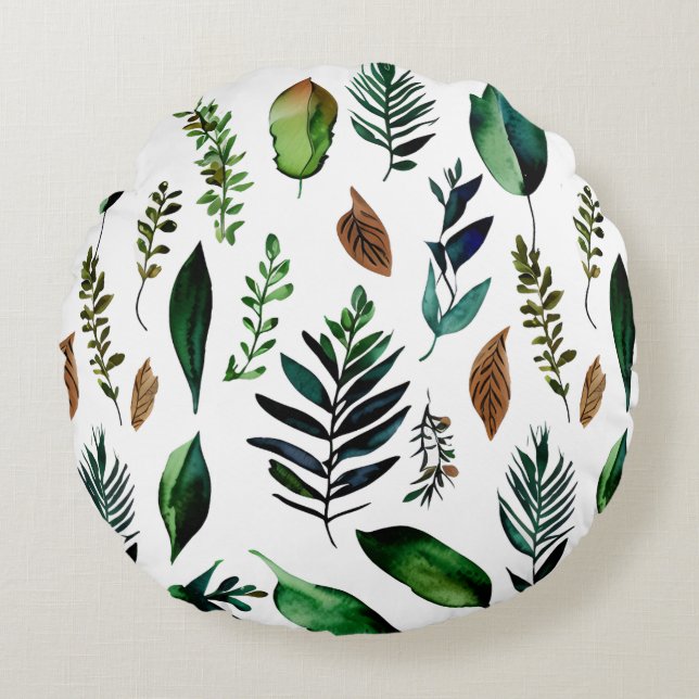 Coussins Ronds Le feuillage vert Les amoureux de la nature botani (Devant)