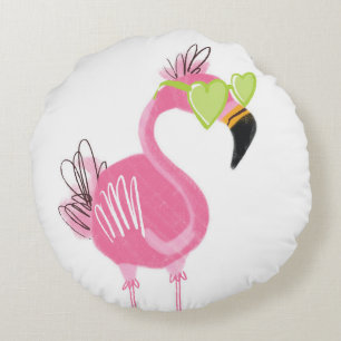 Coussins Ronds Le Flamant rose d'Hollywood