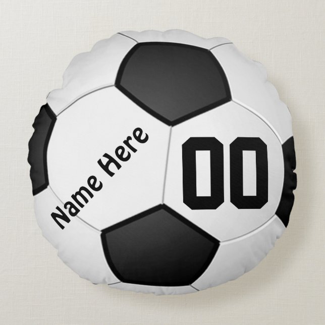 Coussins Ronds Le football repose le NOM, NOMBRE, vos COULEURS (Devant)