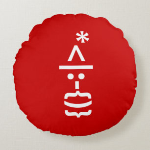 Coussins Ronds Le Père Noël avec la barbe Émoticon de Noël