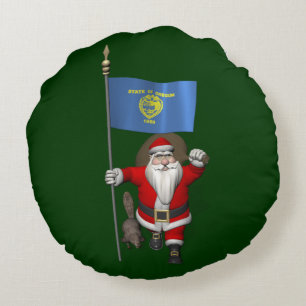 Coussins Ronds Le Père Noël Visite L'État Du Castor