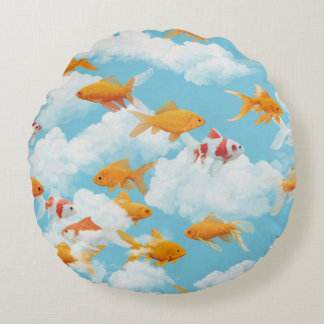 Coussins Ronds Le poisson rouge dans le ciel