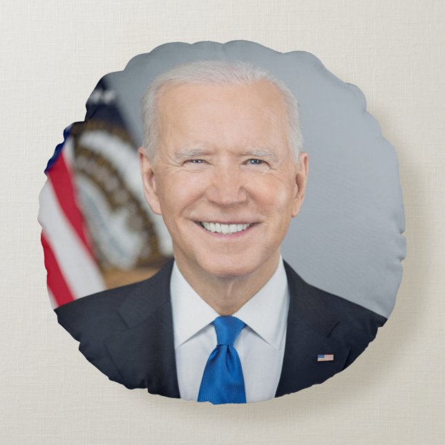 Coussins Ronds Le président Joe Biden Portrait de la Maison Blanc (Devant)