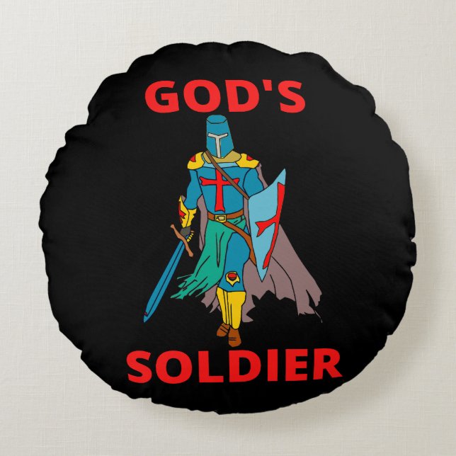 Coussins Ronds Le soldat de Dieu en armes (Devant)