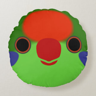 Coussins Ronds Le visage d'un lorikeet à la façade rouge