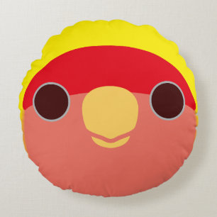 Coussins Ronds Le visage d'un lovebird à tête de pêche lutino