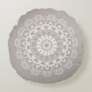 Coussins Ronds L'élégant art de Mandala de Boho Neutral