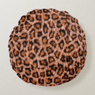 Coussins Ronds Leopard Jaguar Chat fourrure Brown Motif-24609