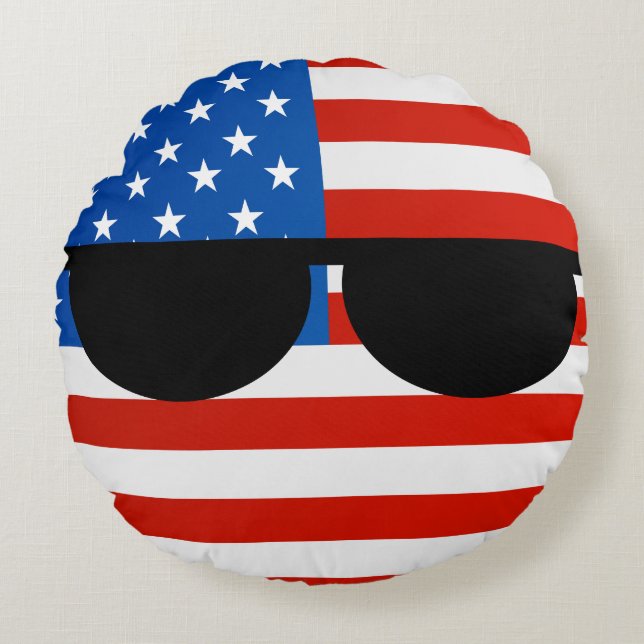 Coussins Ronds Les Etats-Unis Geeky tendants drôles Countryball (Devant)