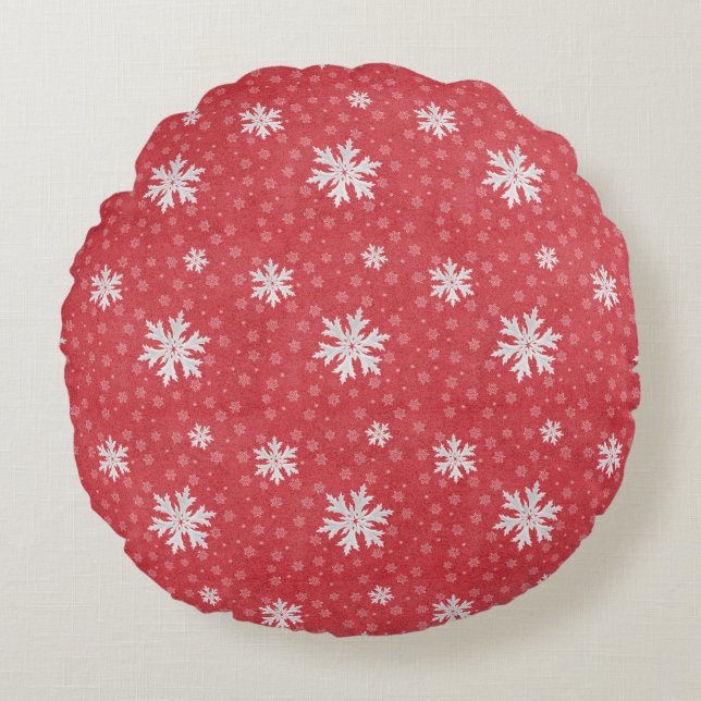 Coussins Ronds Les flocons de neige à la veille de Noël Invitatio (Devant)