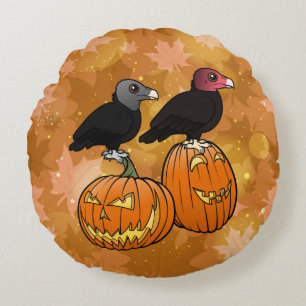 Coussins Ronds Les vautours célèbrent l'Halloween !