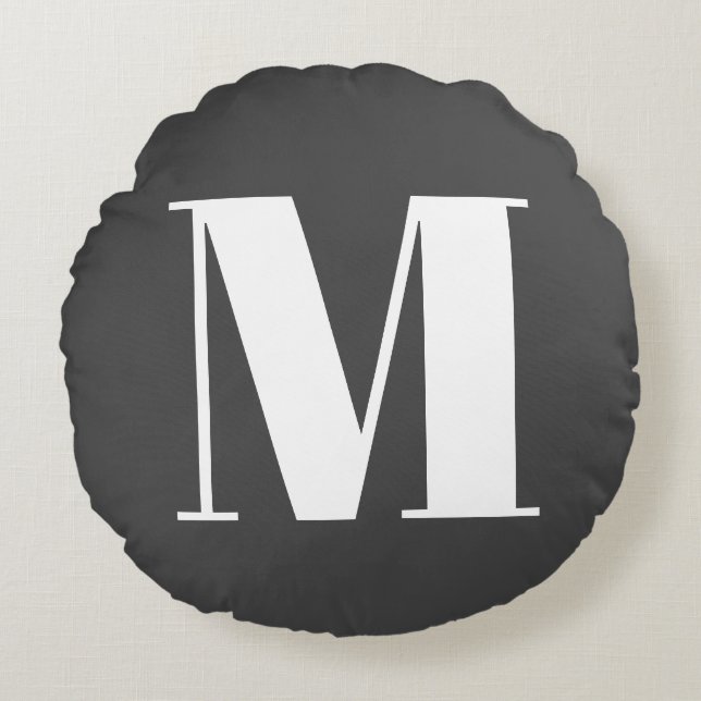 Coussins Ronds LETTRE INITIALE GRECQUE CLAIR MONogramme Moderne (Devant)