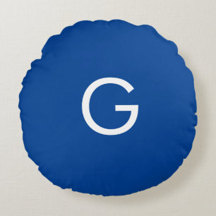 Coussins Ronds Lettre initiale Monogramme Moderne Style Bleu