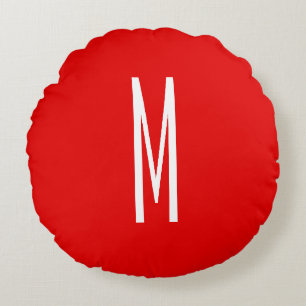 Coussins Ronds Lettre initiale Monogramme Style moderne Rouge Bla