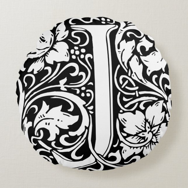 Coussins Ronds Lettre J Monogramme médiéval Art Nouveau (Devant)