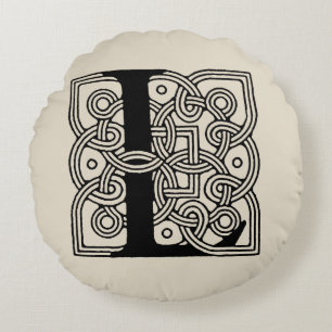 Coussins Ronds Lettre L Vintage Céleste noeud Monogramme