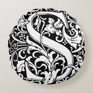 Coussins Ronds Lettre S Monogramme médiéval Art Nouveau