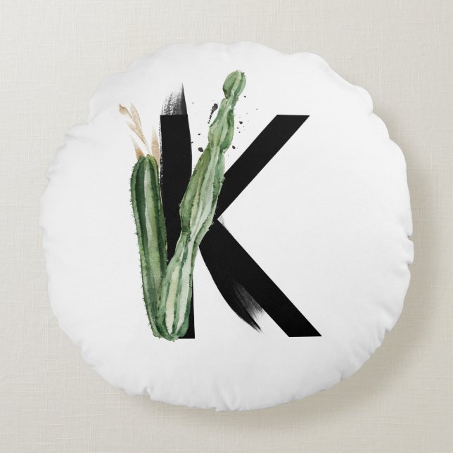 Coussins Ronds LETTRE SUCCESSE K MONogramme Tropical (Devant)