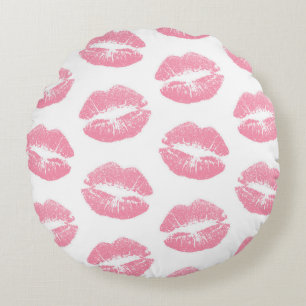 Coussins Ronds Lèvres Roses, Motif De Lèvres, Rouge Rose, Baiser