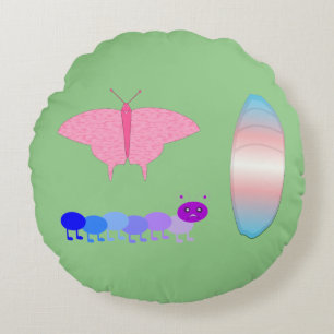 Coussins Ronds LGBTQIA Transgenre Fierté Caterpillar to Butfly