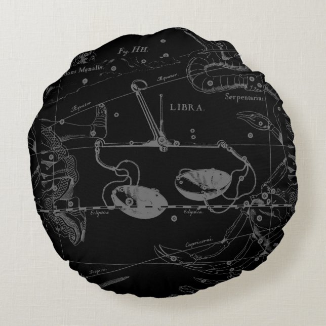 Coussins Ronds Libra Constellation Hevelius vers 1690 (Dos)
