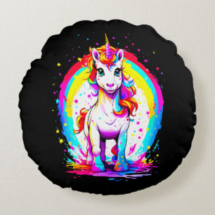 Coussins Ronds licorne arc-en-ciel