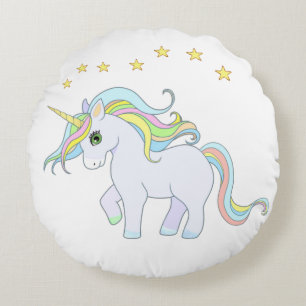 Coussins Ronds  Licorne Mignonne & Étoiles