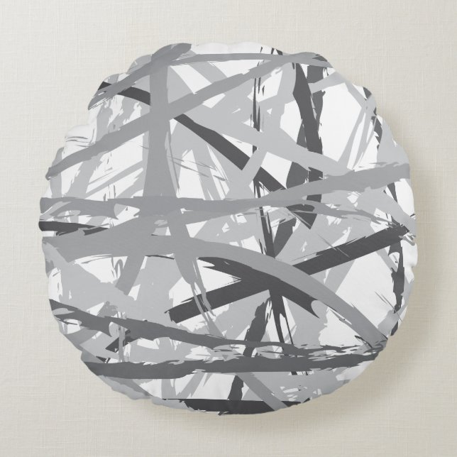 Coussins Ronds Lignes de gris CERCLE DE VIE Jeter Oreiller (Devant)