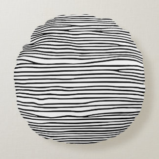 Coussins Ronds Lignes horizontales abstraites_noir