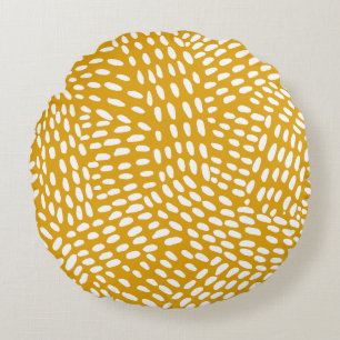 Coussins Ronds Lignes pointillées brûlé motif jaune