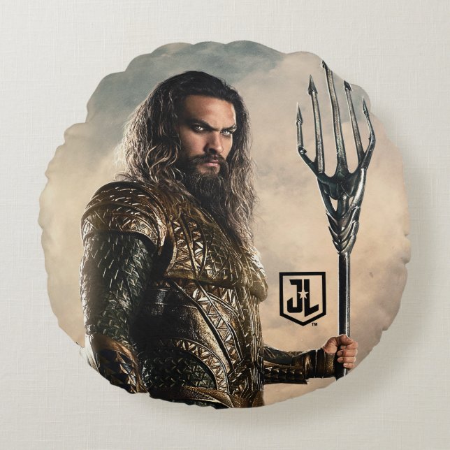 Coussins Ronds Ligue de Justice | Aquaman Sur Le Champ De Bataill (Devant)