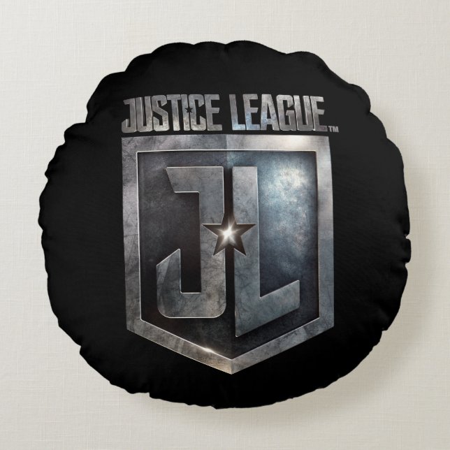 Coussins Ronds Ligue de Justice | Bouclier JL métallique (Devant)