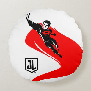 Coussins Ronds Ligue de Justice Superman Flying Noir Pop Art